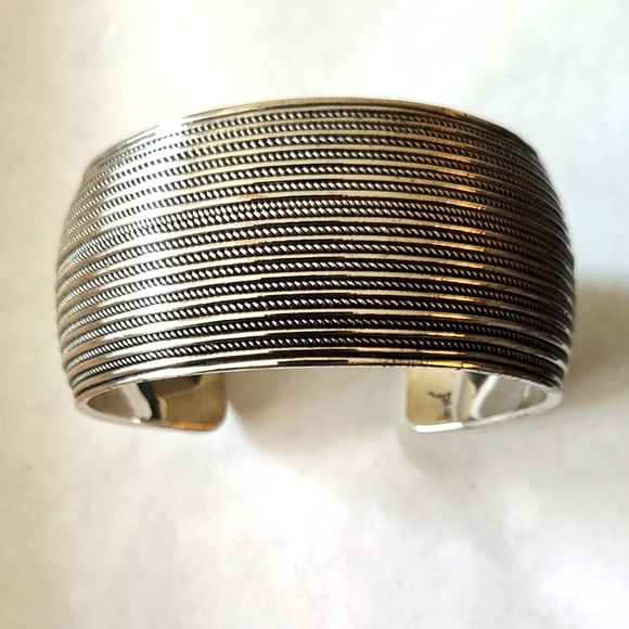 Silver Plate Wide Cuff Bracelet - Picture 1 of 8